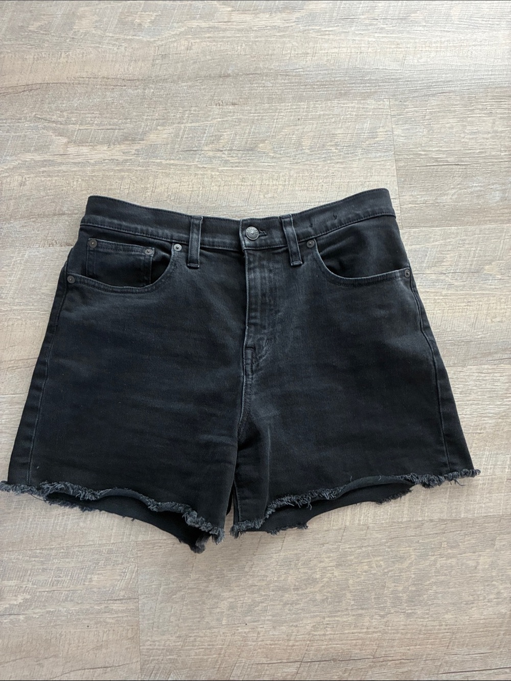 Madewell Black High-Rise Denim Cutoff Shorts